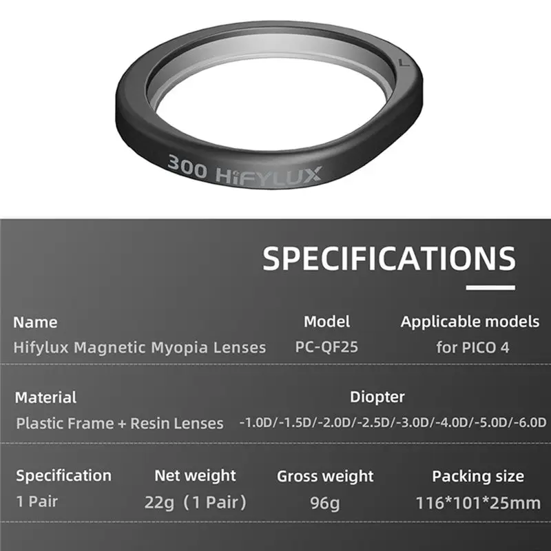 M85K  for 4 1 Pair Magnetic Myopia Lenses Nearsighted Corrective Aspherical Resin Lenses Glasses,-5.0D