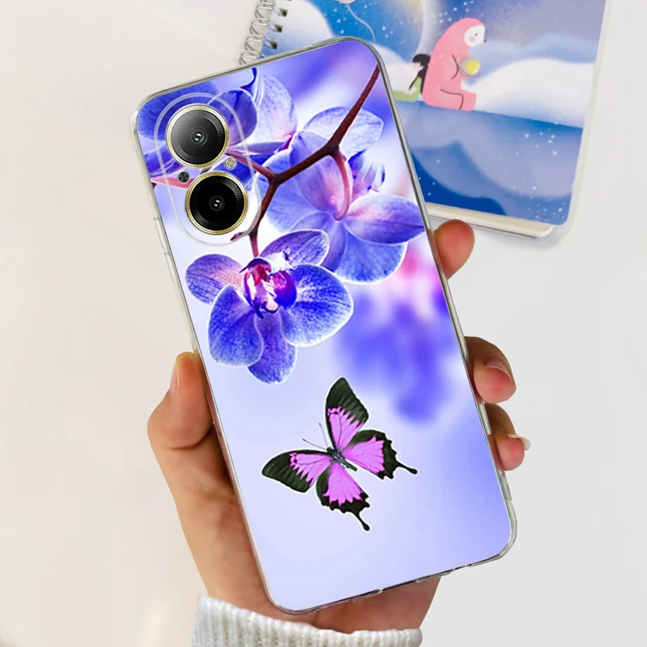 For Realme C67 4G 2024 Case Popular Flower Transparent TPU Silicone Soft Back Cover on Realme C67 RMX3890 RealmeC67 4G Protector