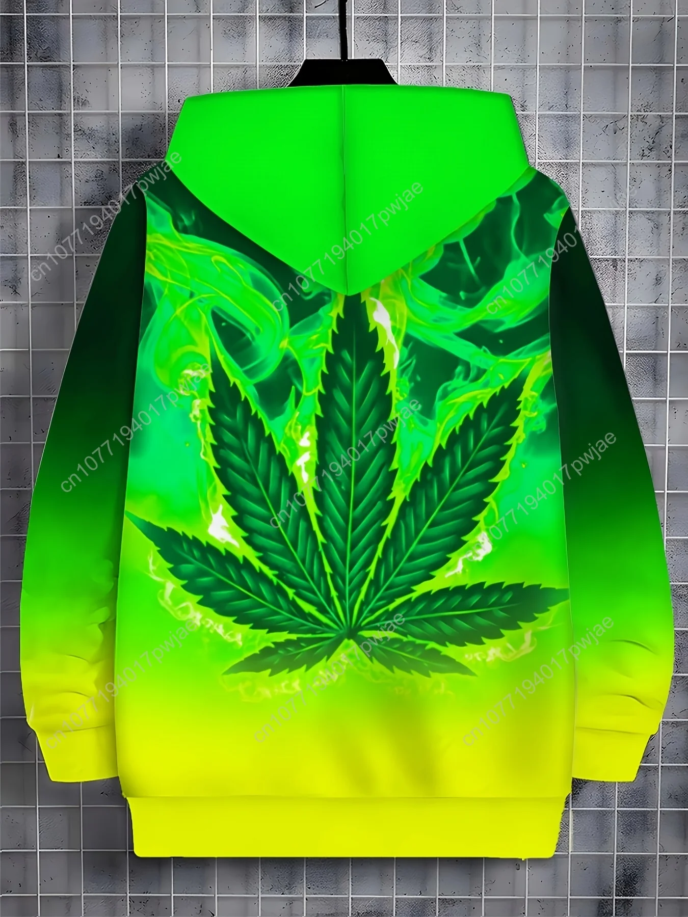 Мужская толстовка с капюшоном на молнии с длинными рукавами и рисунком листьев, осенне-зимняя повседневная уличная куртка с завязками и карманами