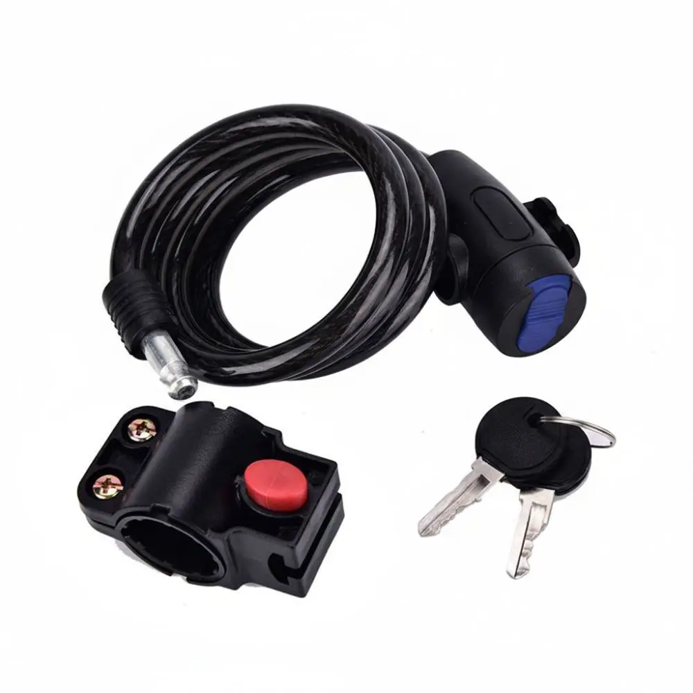 2PCS Steel Cable Bicycle Anti Theft Lock Easy To Carry Heavy Duty Bicycle Chain Security Lock with Mounting Bracket with Key