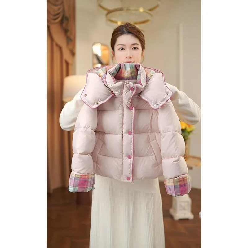 2026 New Winter Girls Short Padded Coat, Korean‑Style Hooded Thick Warm Outerwear Stylish Kids Winter Warm Top