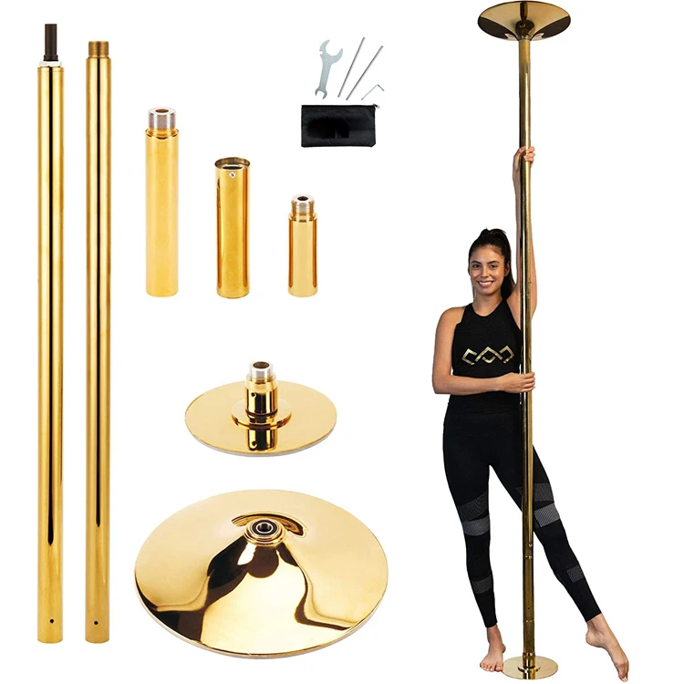 Harbour Professional Removable Spinning Gold Stripper Outfits Pole Dance Stage