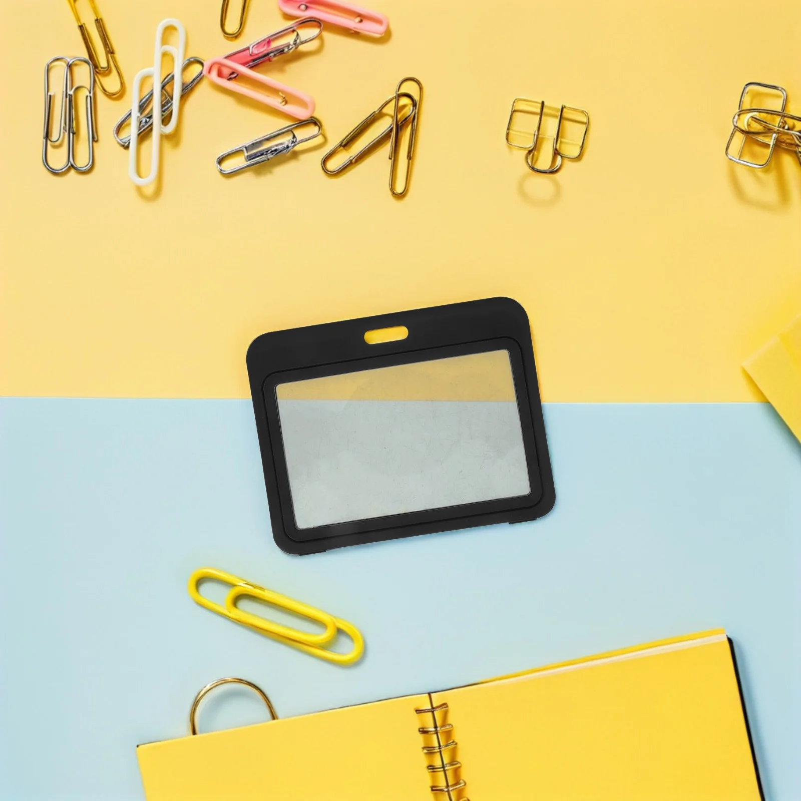 

12pcs Id Card Holder Transparent Flip Cover Horizontal Plastic Badge Case Dual Sided Protection For Work Office School