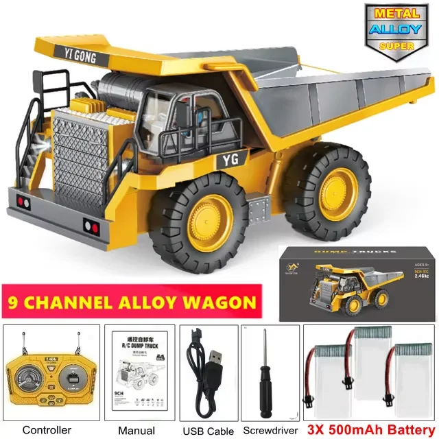 4WD Afstandsbediening Graafmachine 4x4 Legering Dump Truck Bulldozer Radio Model RC Auto Bouwvoertuig Speelgoed Kinderen Kids Geschenken - afbeelding 1