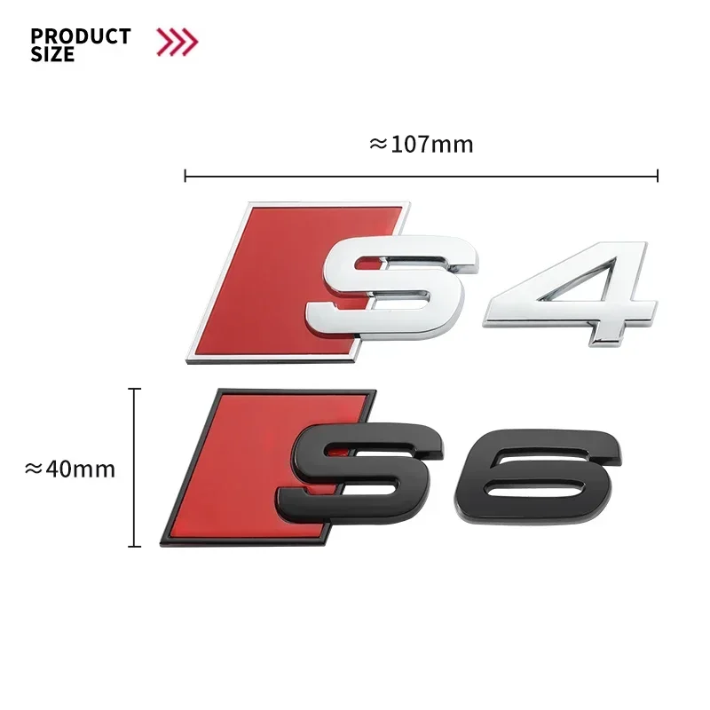 1PCS 3D ABS Numbers Letters S3 S4 S5 S6 S7 S8 Emblem for Audi S series Car Fender Trunk Rear Logo Sticker Black/Silver Styling