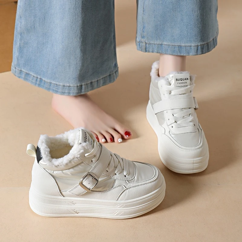 Women's Solid Color Shoes Comfortable High Heel Snow Boots 2026 New Winter Women Keep Warm Fashionable Vintage Trend Snow Boot