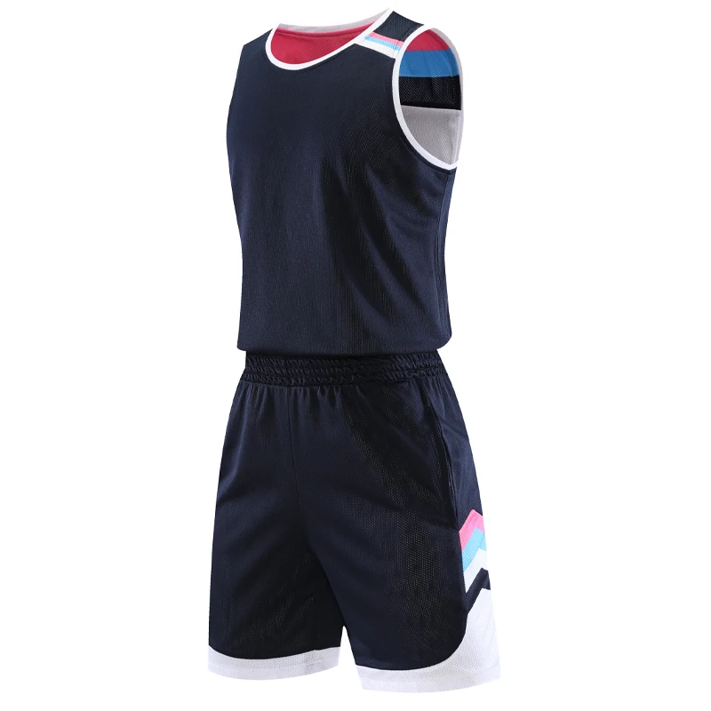 

Basketball Jersey Sets Double Patchwork Blank Running Breathable Sleeveless Shorts Tracksuits New Quick Dry Game Team Sport Suit