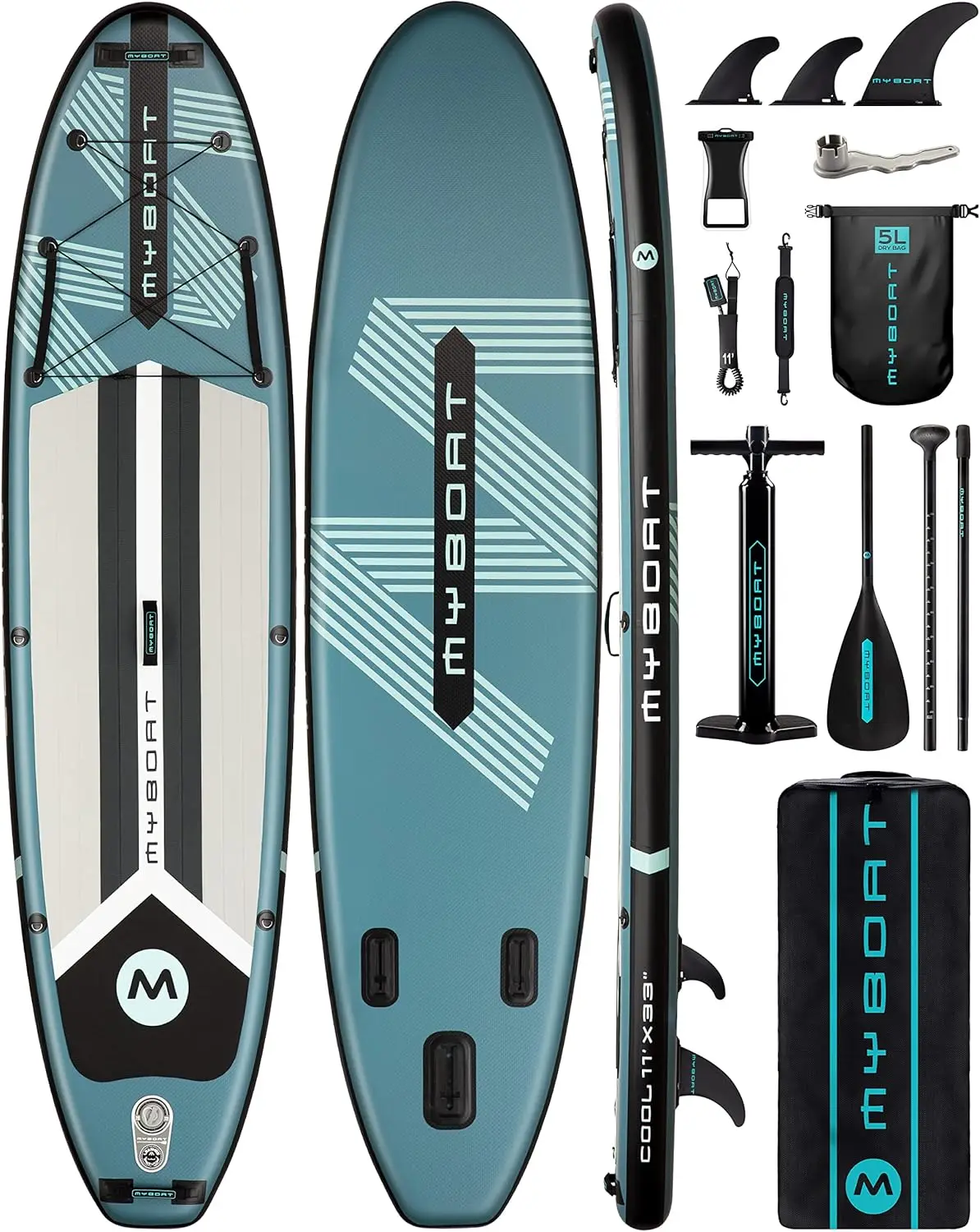 Stand Up Paddle Board for Fishing, Sup Board with 3 Removable Fins, Dual Bungees, Camera Mount, Hand Pump, Strong Paddle, 5L Dry