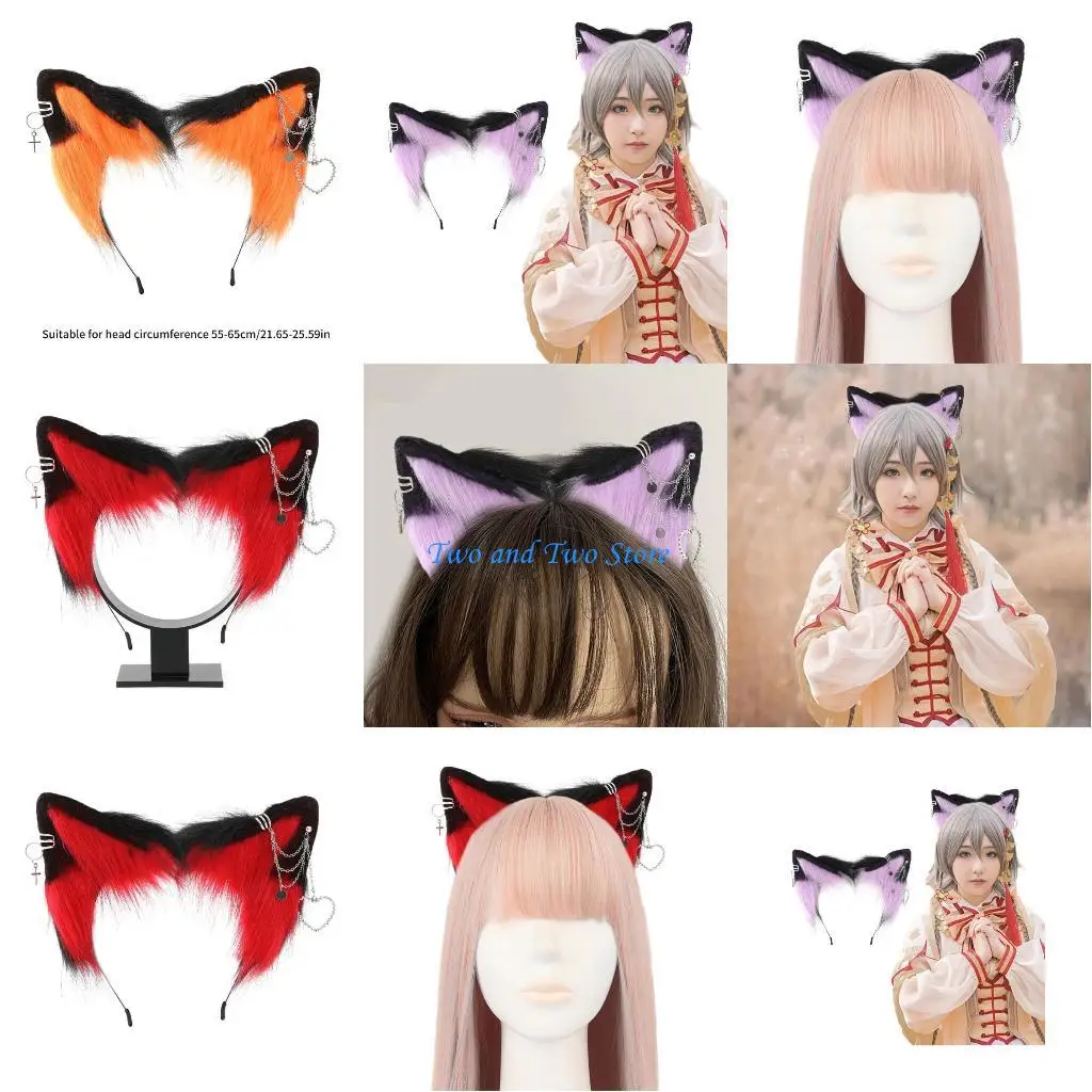 

HX6F обруч для волос для девочек с пушистыми кошачьими ушками, праздничный костюм с пушистым котенком, милый кот, косплей