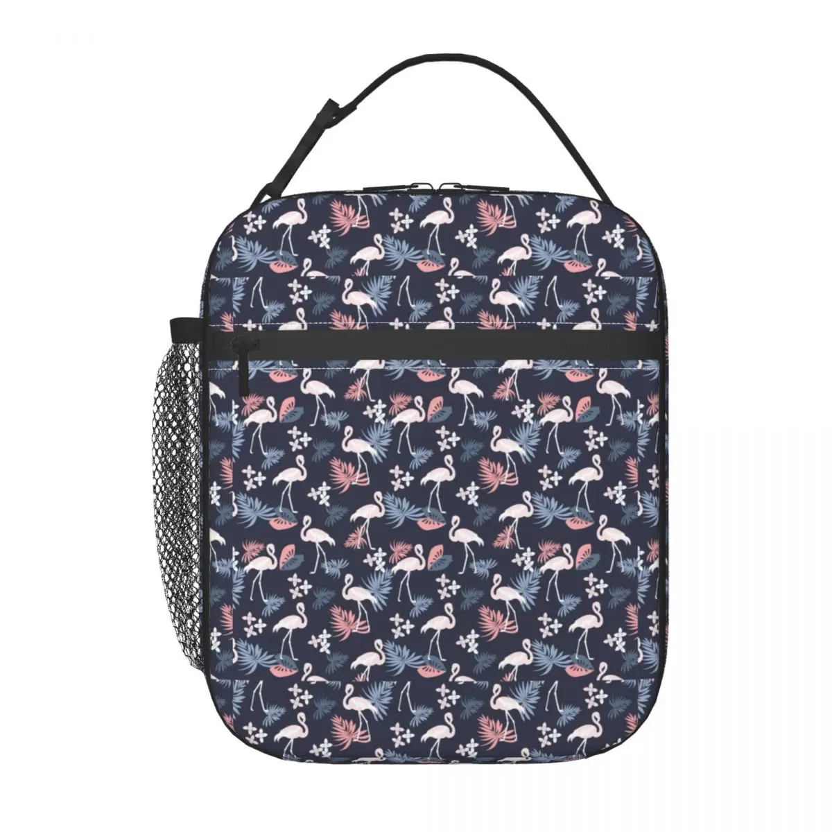 Custom Flamingo Bird Seamless Pattern Lunch Bag Women Cooler Warm Insulated Lunch Box for Kids School