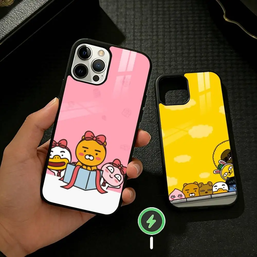 

K-Kakao Friends Phone Case For iPhone 17 16 15 14 13 12 Pro Max Plus for Mirror Wireless Magnetic Cover