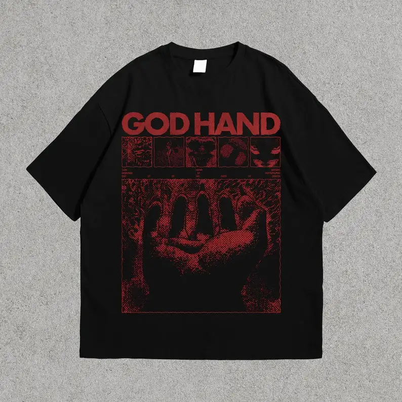 Camiseta Berserk Manga, Anime Tee - God Hand Merch Villian Vintage Unisex