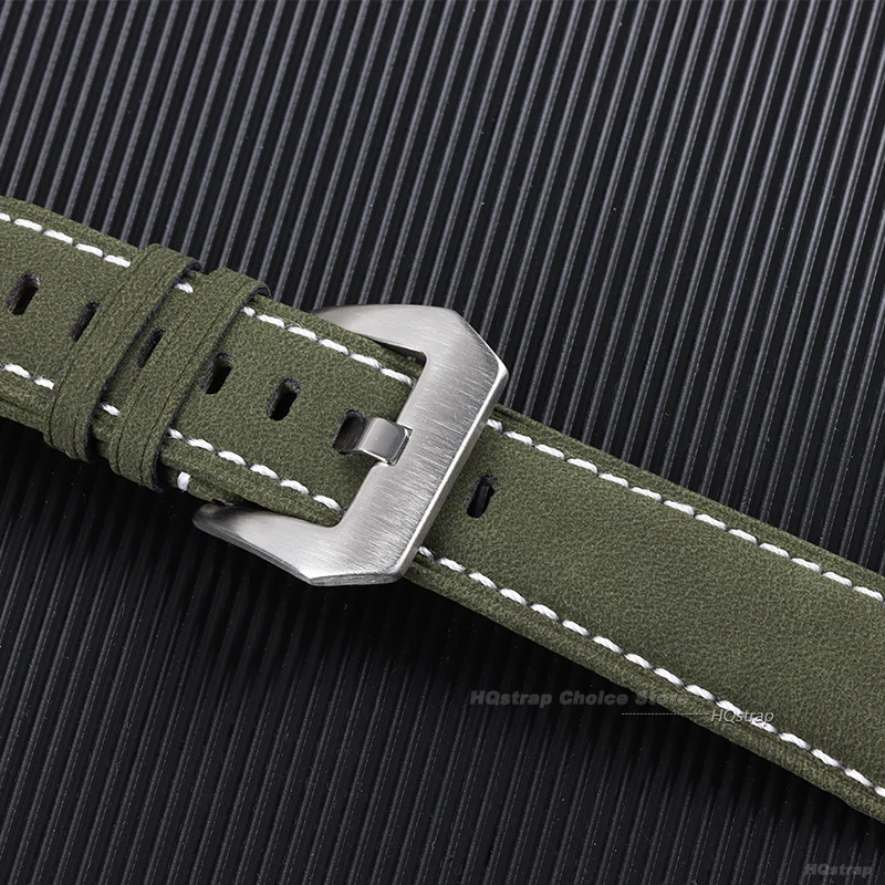 男性と女性のための本革の時計バンド,黒,青,灰色,茶色,パネライ,18, 20,22,24mm