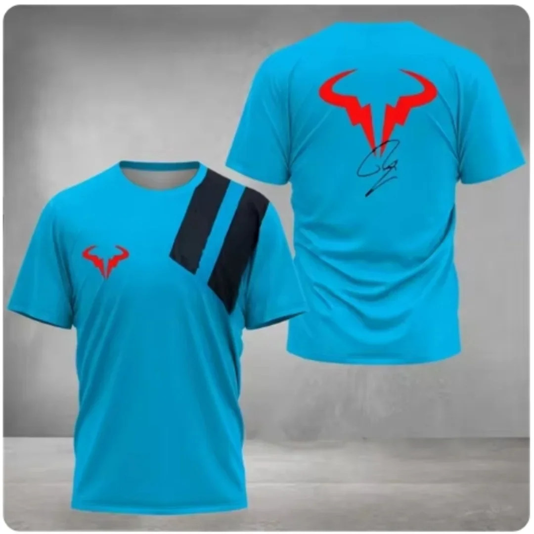 

Summer new men's badminton training letter print comfortable and breathable round neck T-shirt outdoor casual sports top