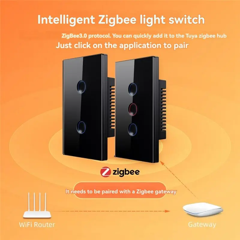 A04G-2.5D Concave Style Tuya Wifi Smart Touch Switch 110-240V, Works For Alexa, Google Home, 2 Gang