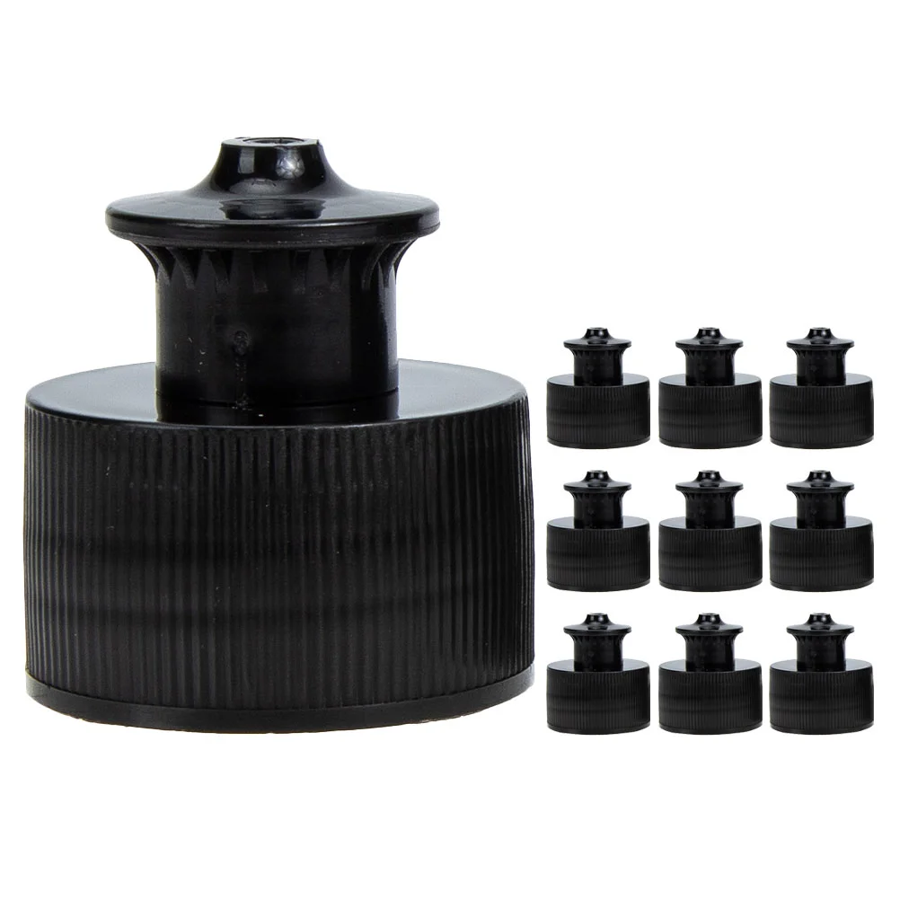 

10 Pcs Anti-leakage Bottle Caps Tops Leak-proof Cover Push Pull Leakage-proof Black Beverage For Bottles