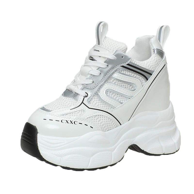 

Women High Platform Sneakers New Spring Summer Breathable Shoes 10CM Thick Sole Air Mesh Casual Shoes Chunky Dad Sport Sneakers