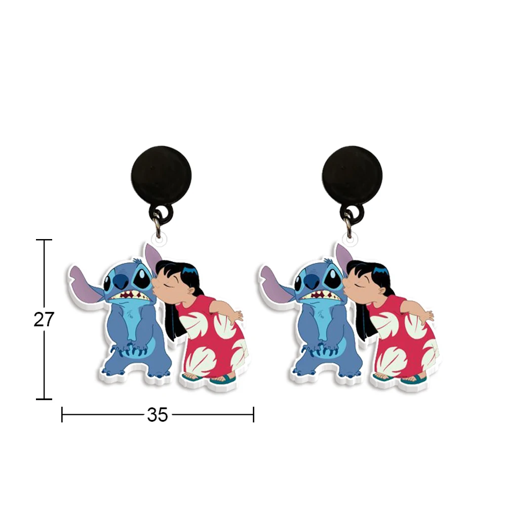 W Wholesale Stitch Disney Acrylic Earrings Cartoon Figure Stitch Lilo Pendant Ear Drop Earrings Party Jewelry