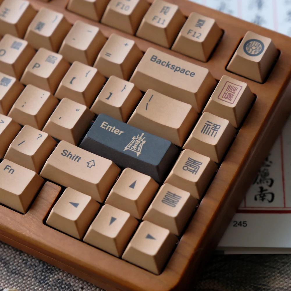 Taoïst Natuurlijk Hout Mechanische Keyboard Caps En Mousepad Chinese Stijl Volledige Set Originele Fabriek 140 Sleutels Houten Keycap Cadeau