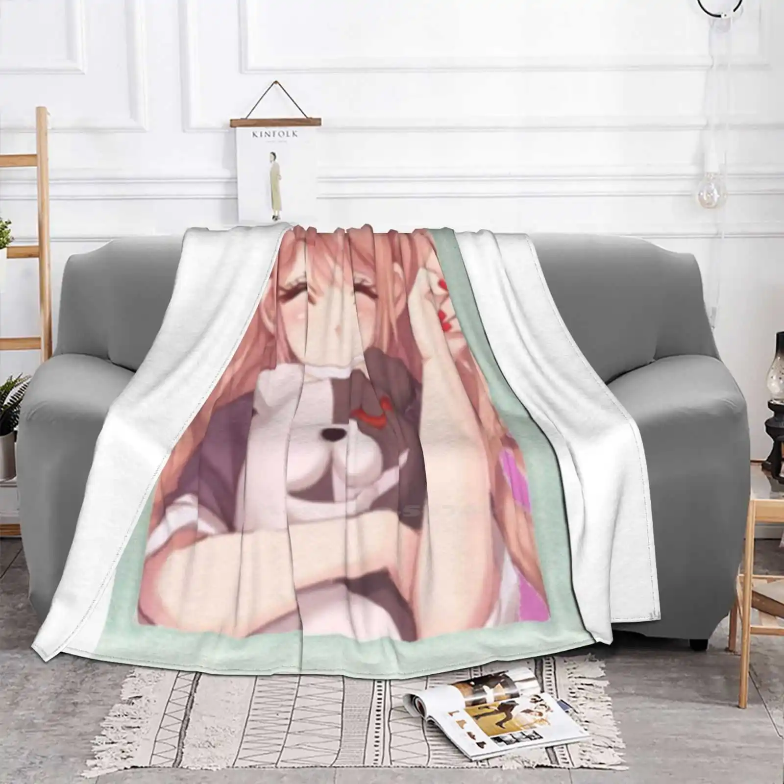 Enoshima Fashion Soft Warm Throw Blanket 1412Nohbdy Enoshima Junko Danganronpa Japanese Anime Girl Black White Bear