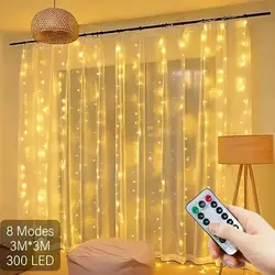 Guirnalda de luces LED con 8 modos, cortina de luces USB, Decoración de cumpleaños, fiesta de boda, vacaciones de Navidad, 3M, 4M, 6M