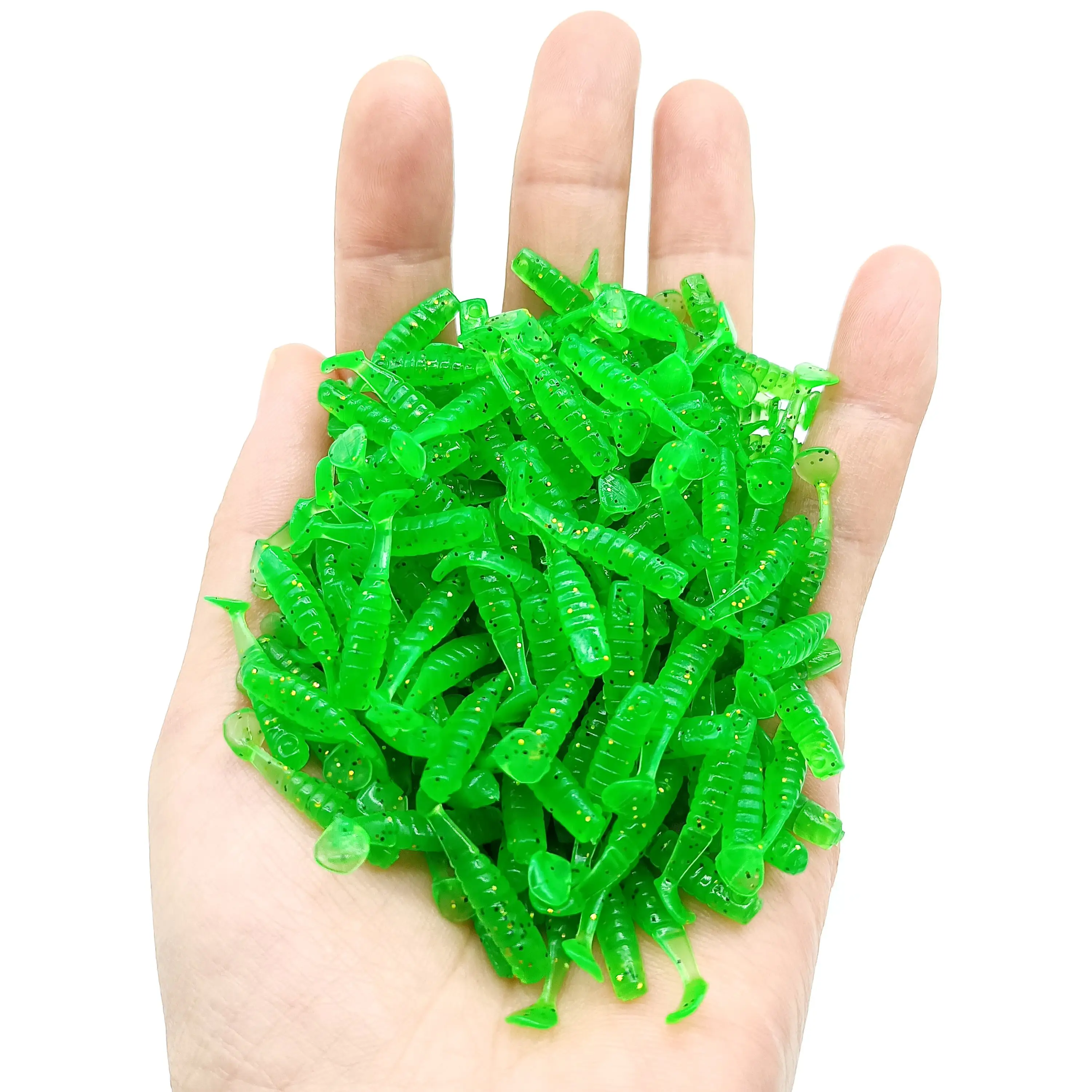 DUODUOYU 50PCS Mini T-tail Soft Fsihing Lures 0.2g/25mm Small Fish Artificial Bait Jig Wobblers Bass Pike Fishing Tackle