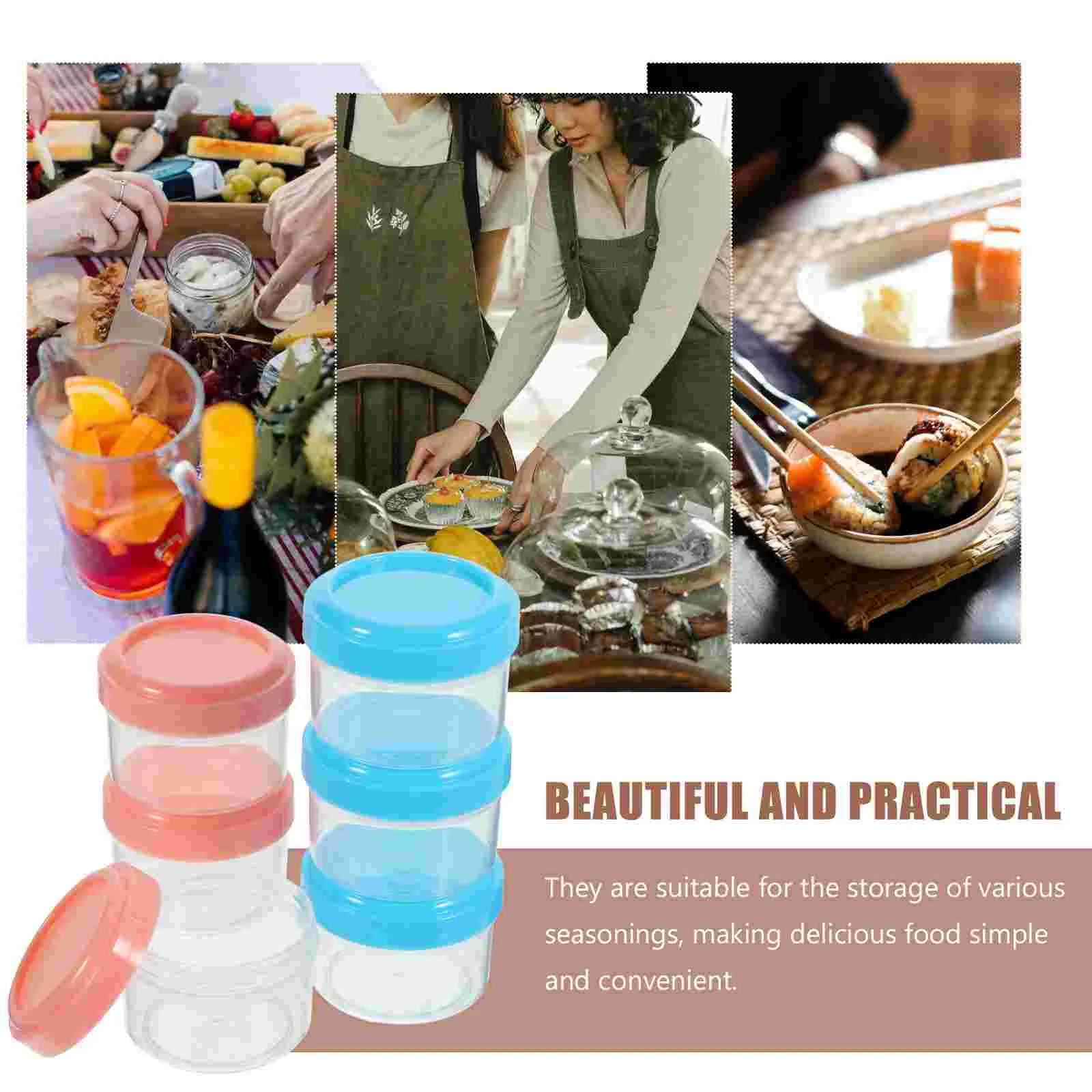 Salad Dressing Container Small Condiment Container with Lids Sauce Cups Plastic Seasoning Box Barbecue Spice Jar