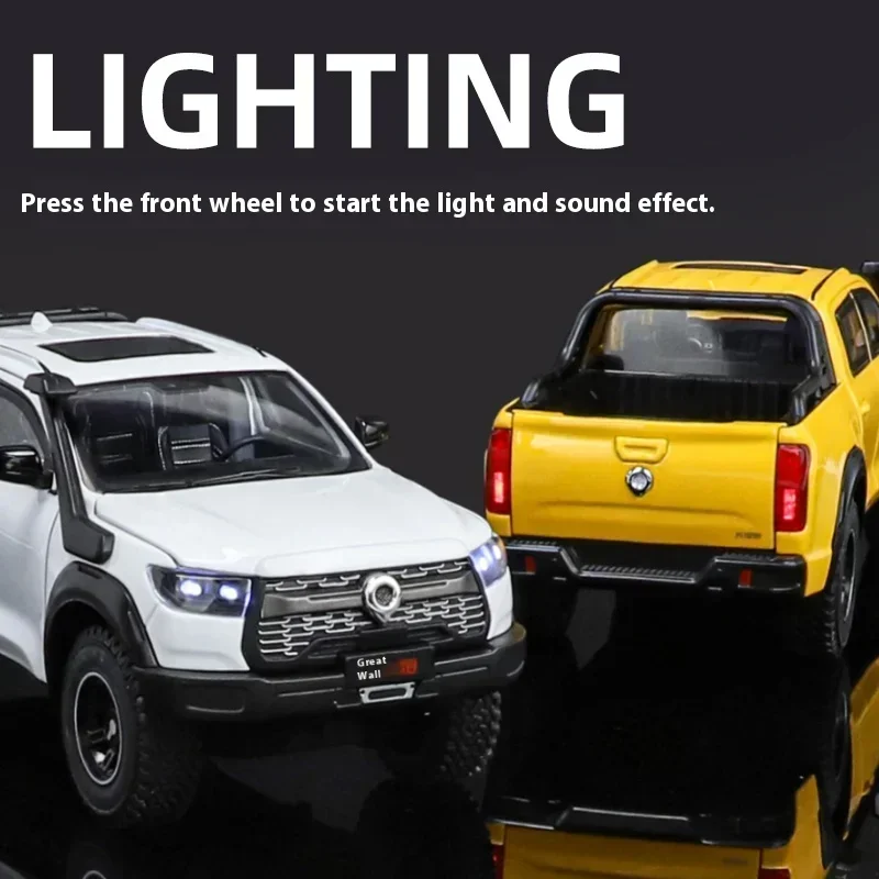 1:24 Grote Muur Motor Gwm Kanon Poer Off Road Suv Legering Diecast Auto Model Geluid & Licht Collectie Van Hobby Decoratieve Cadeau Jongen