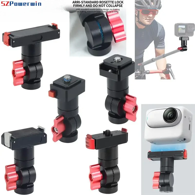 360 °   ダンピング回転三脚ボールヘッドカメラホルダー三脚アダプタークイックリリース磁気ベース Gopro 13 DJI Insta360 用