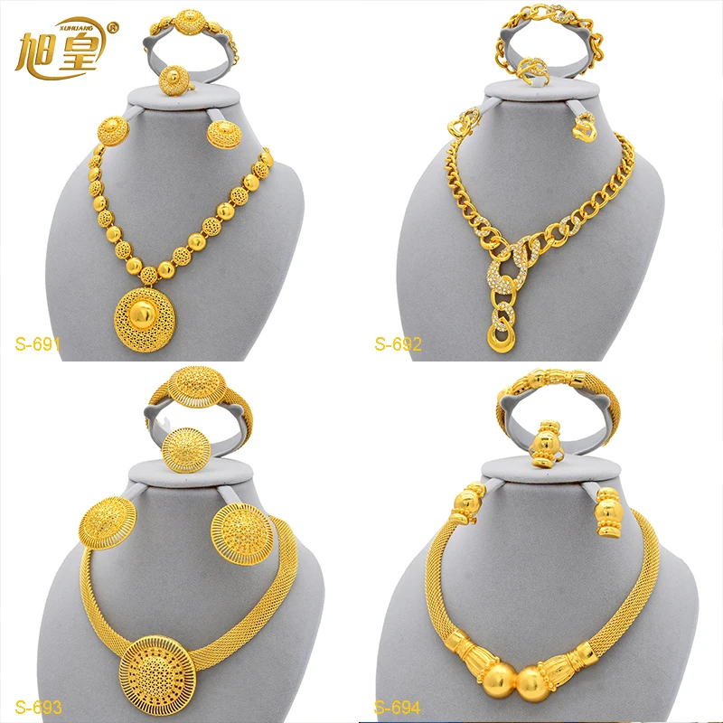 

Newest Dubai 24k Gold Color Necklace Sets Women's Wedding Party Banquet African Big Pendant Choker Ethiopian Luxury Jewelry Sets