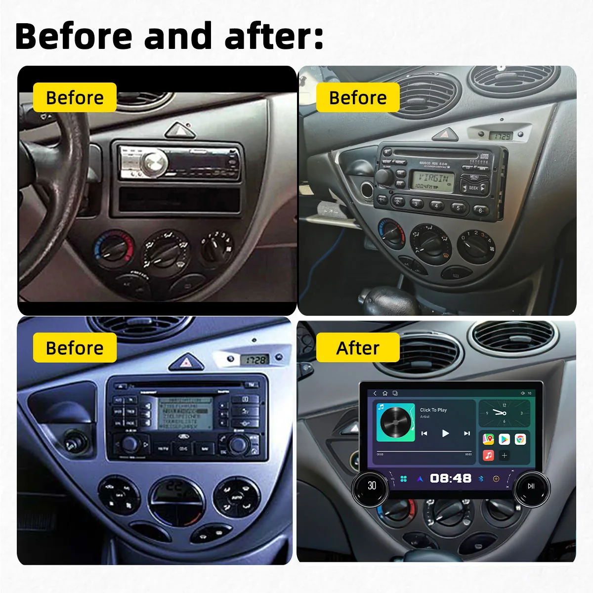 11.8 Inch Multimedia for Ford Fiesta 1995 - 2001 Focus MK1 1998 -2004 Car Radio 2 Din Android Stereo Carplay Autoradio Head Unit