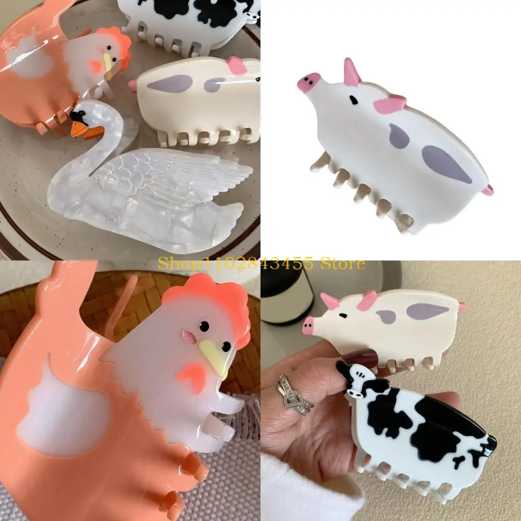 

49MC Cute Animal Shape Hair Clips Acetate Claw Clip Non Slip Strong Hold Jaw Barrettes Women Girls Hair Styling Accessories