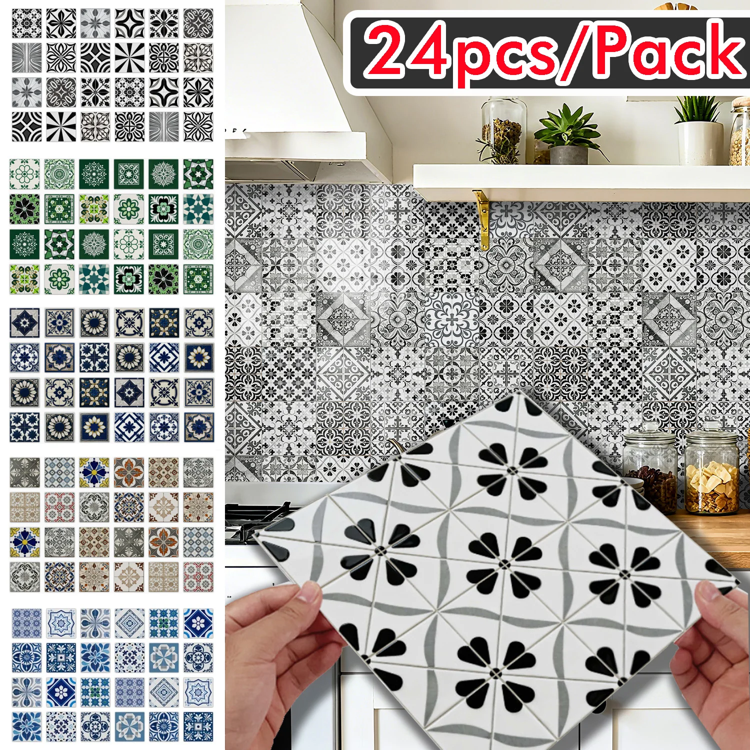 Tile 3D Waterproof Cabinet Wallpaper Home Decor Furniture Vinyl Wall Self Adhesive PVC Wallpaper Kitchen Cabinet Door Sticker