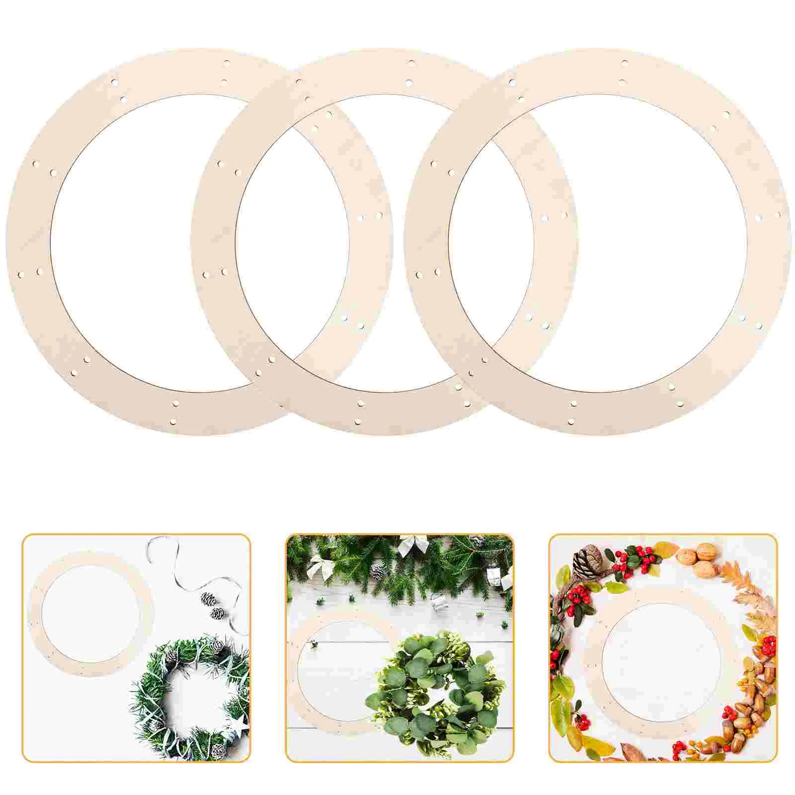 

6 Pcs Wooden Circular Wreath Frame Base for Craft Projects Rustic Decor Indoor Outdoor Wall Hanging Holiday Party Supplies