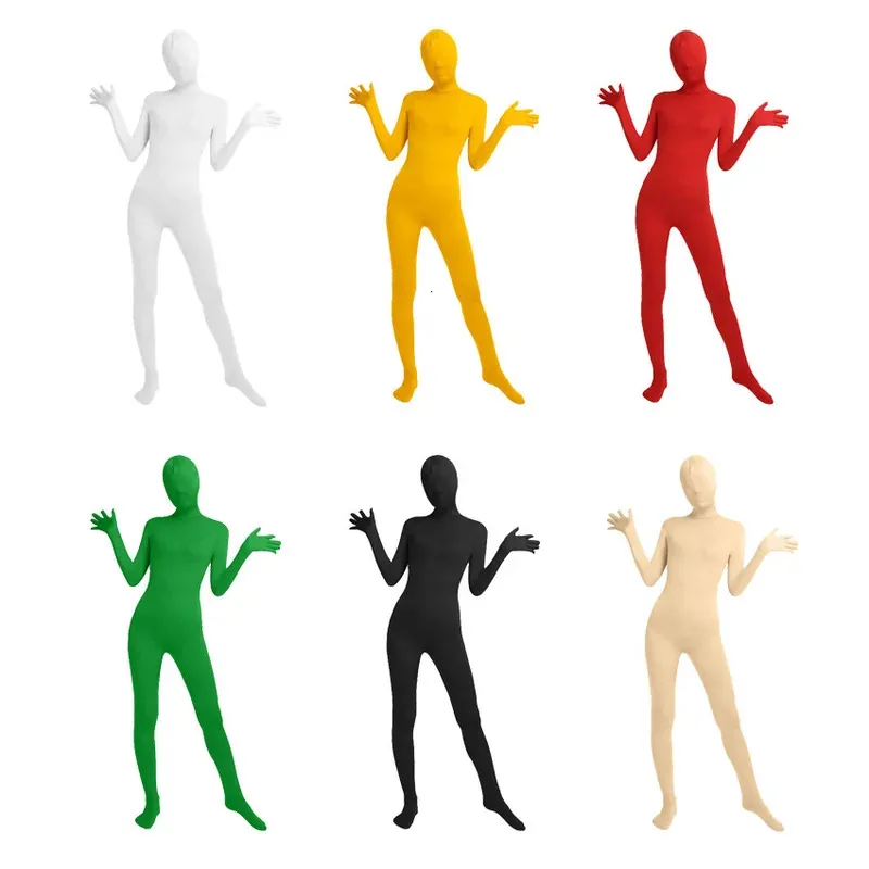 

Halloween Cosplay Costume Anime Unisex All-Inclusive Pure Color Tight Jumpsuit Second Skin Suit Stage Zipper Bodysuit