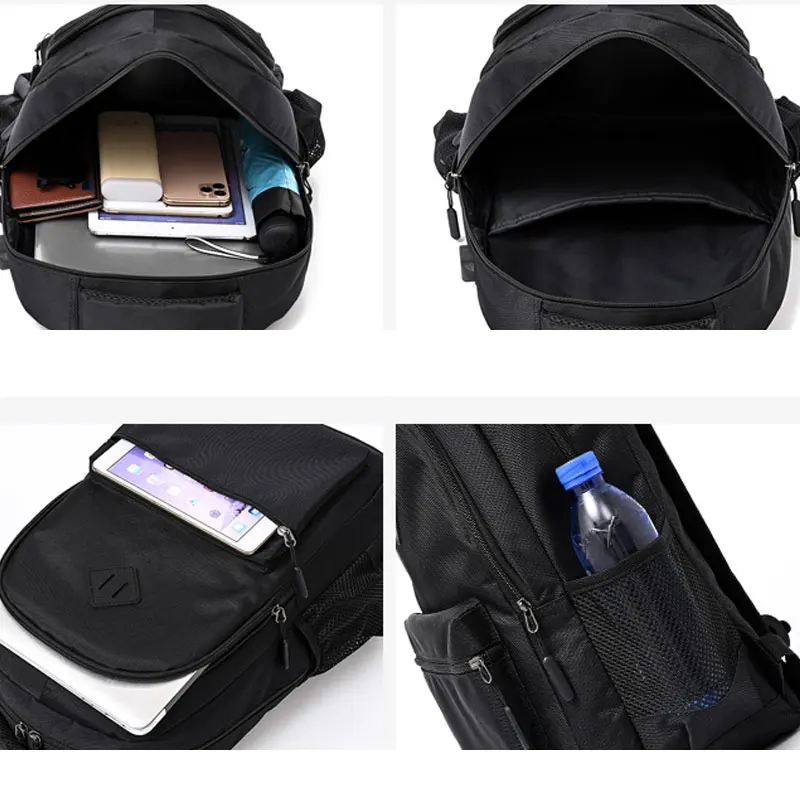 حقيبة ظهر رجالية من القماش أحادي اللون ، كاجوال للعمل ، سعة تخزين كبيرة ، جيوب متعددة