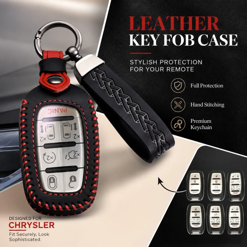 For Chrysler Voyager Pacifica Touring Limited 2017-2024 Leather Car Remote Key Fobs Cases