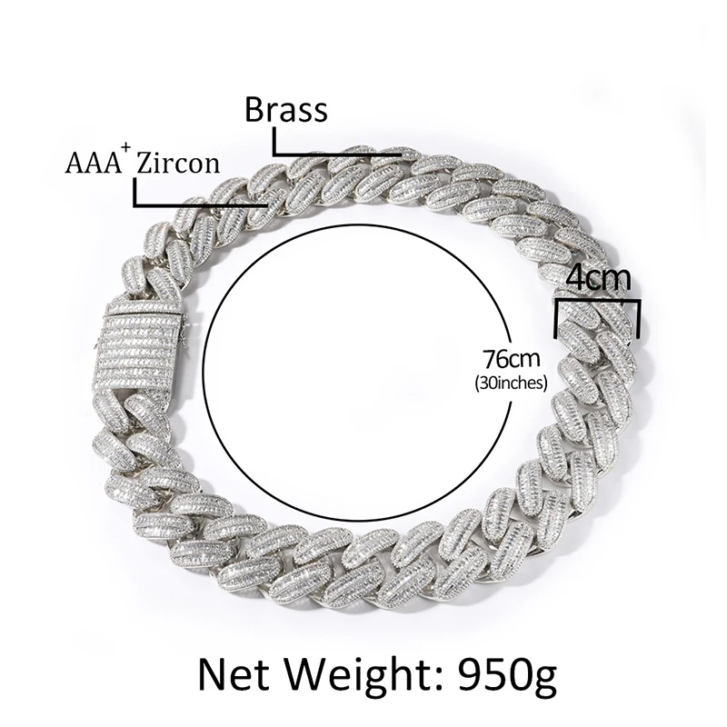 40mm wide Big Heavy Hip Hop 5A+ CZ Stone Bling Iced Out Rhombus