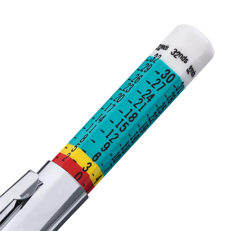 

20 упаковок, измеритель глубины протектора шин, серебристый и зеленый металлический инструмент для точного измерения глубины протектора шин