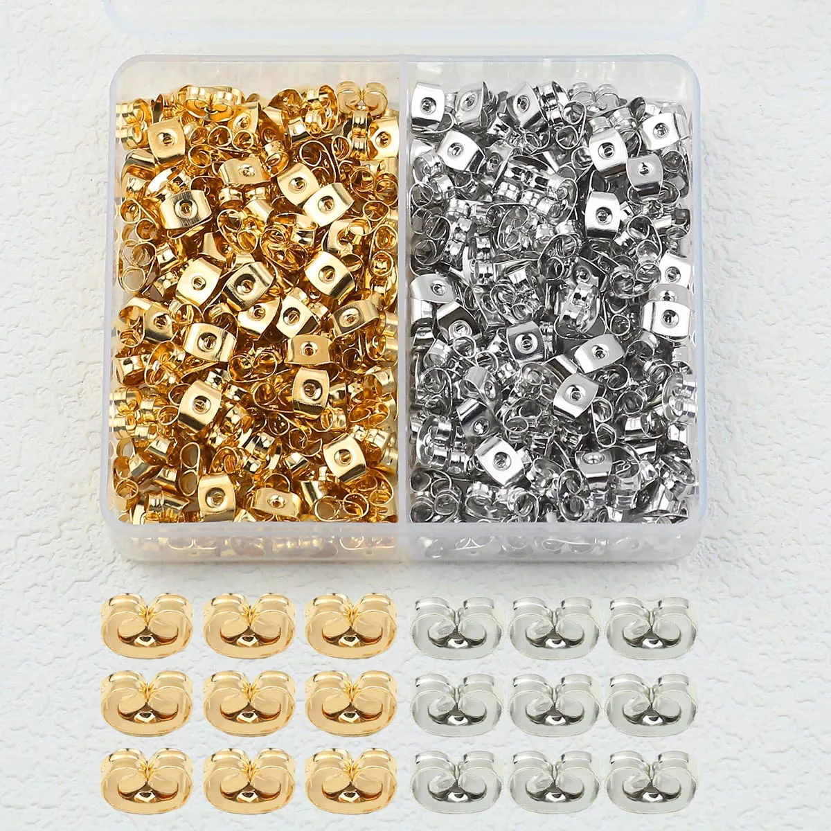 400Pcs Box Gold Color Set Plated Earring Back Earrings Stopper For Diy Jewelry Making Earring Findings Crafts Accessories