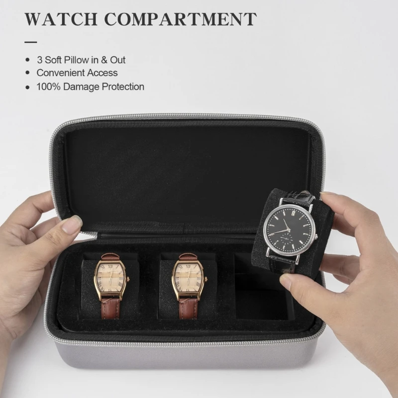 

Watch Storage Box Travel 3 Slot Watch Cases for Christmas Anniversary Birthday