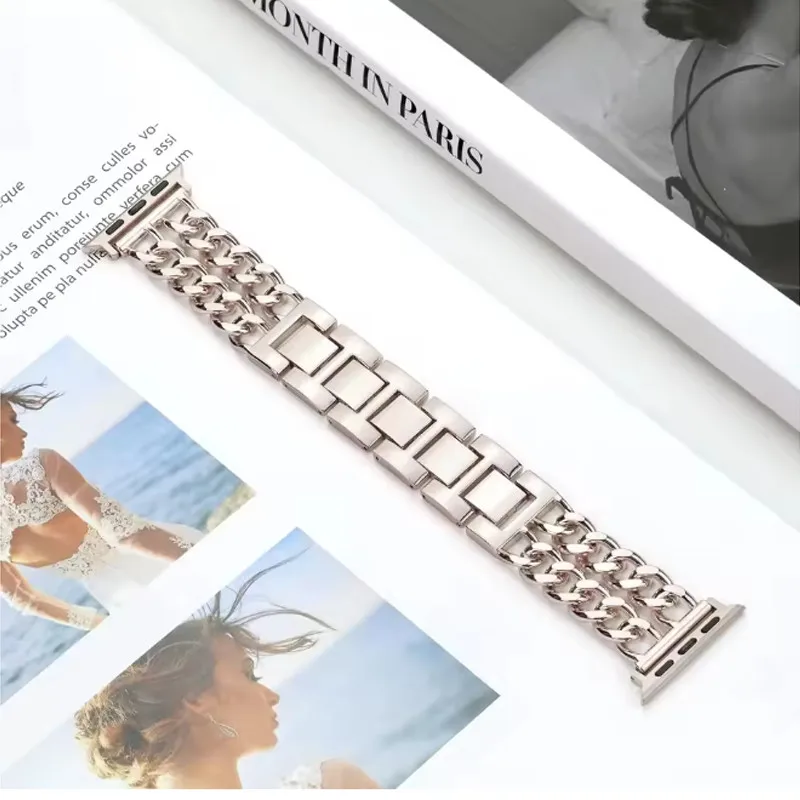 حزام من الفولاذ المقاوم للصدأ لساعة أبل الترا 2 49 مللي متر 46 مللي متر 45 44 42 مللي متر لـ Iwatch 10 9 8 7 6 5 4 3 2 1 41 مللي متر 40 مللي متر 38 مللي متر معدن فاخر