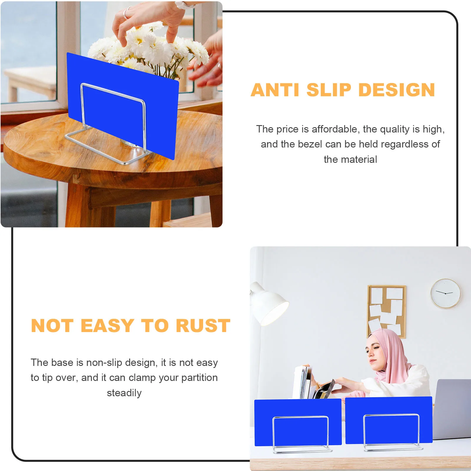 

4pcs Steel Base Bracket For Office Partition Non-Slip Divider Holder Cold Rolled Metal Baffle Stand Rust Resistant Screen