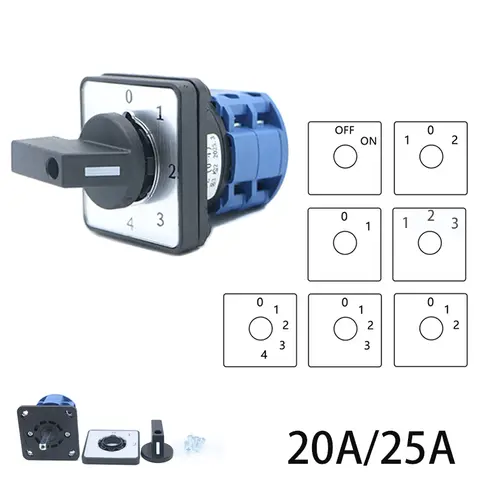 LW26-20A/25A Universal Rotary Changeover Switch 2/3/4 Position 8 Terminals, 2 Floors Transfer Switch Selector Cam LW26 Series