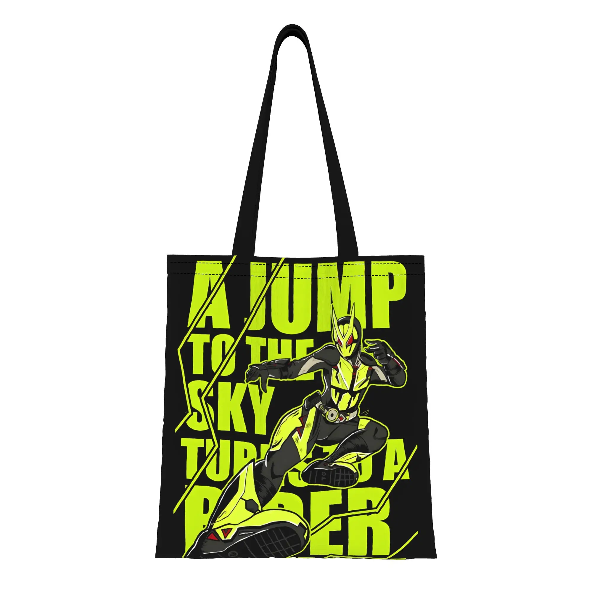 1PC Large Capacity Zero One Kamen Rider Anime Canvas Tote Bag Foldable Chic Pattern No Closed Design
