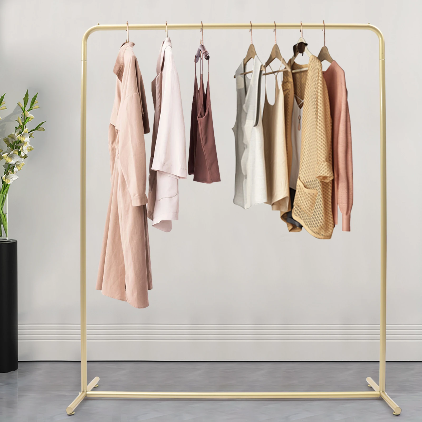 Floor Standing Clothes Rack Coat Hanger Modern Gold Clothes Bags Organizing Stand