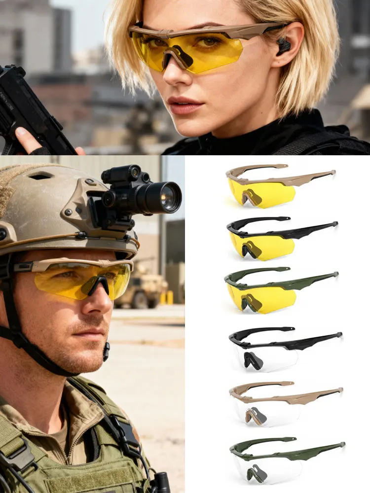 Gafas protectoras tácticas UV400 anti-viento y polvo para tiro - imagen 3