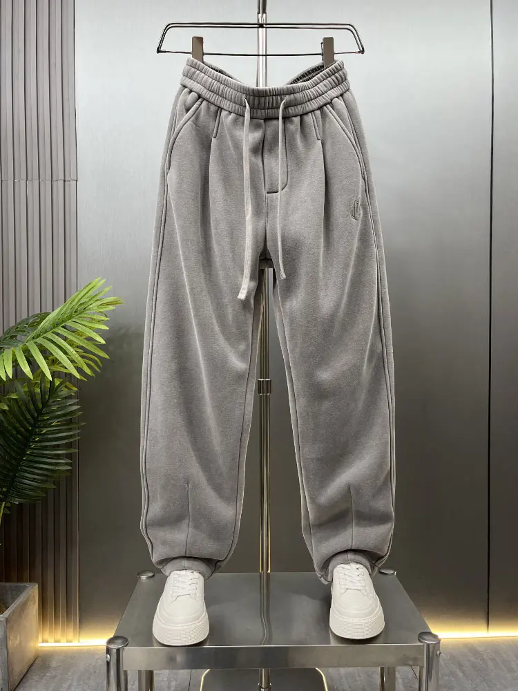 

Men's Fce Lined Casual Pants Elastic Waist Sports Trousers Straight Leg Loose Fit Autumn Winter New Arrival Color