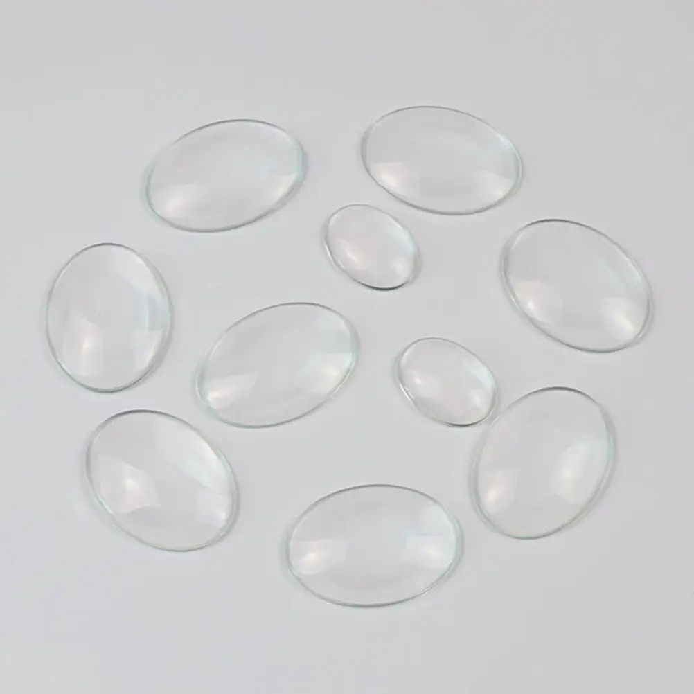 

50 шт. прозрачных стеклянных кабошонов овальной формы 30x40 мм с плоским дном и эффектом увеличения для изготовления ювелирных изделий, фото-кулонов, поделок