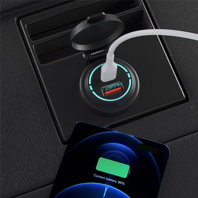 PD+USB Charger Socket Waterproof Marine QC3.0 USB Power Outlet for Marine, Boat, Motorcycle, Truck, Golf Cart